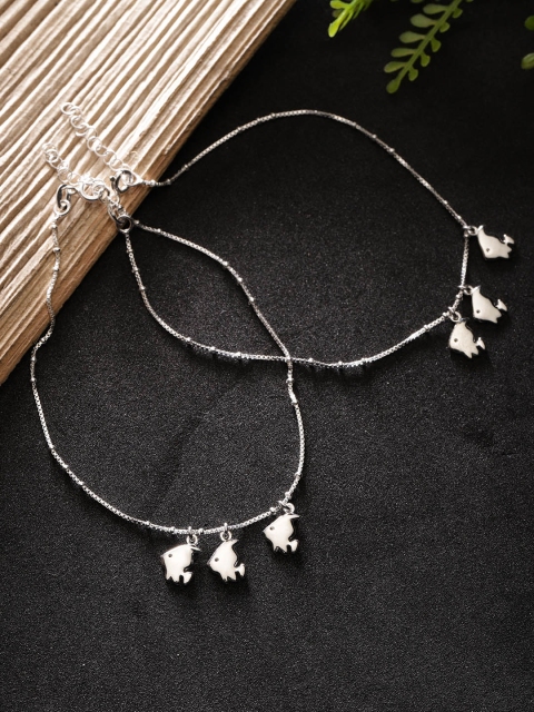 

Carlton London Women Set of 2 925 Sterling Silver Anklets