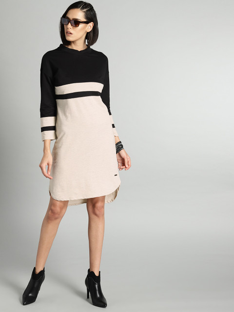 

Roadster Women Beige Solid A-Line Dress