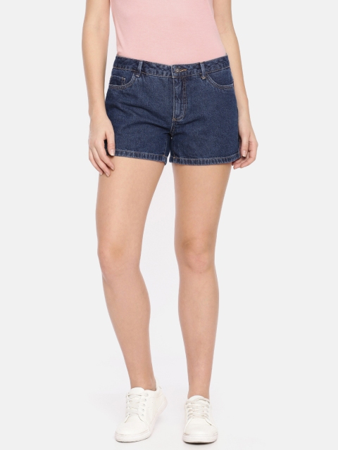 

ONLY Women Blue Solid Slim Fit Denim Shorts