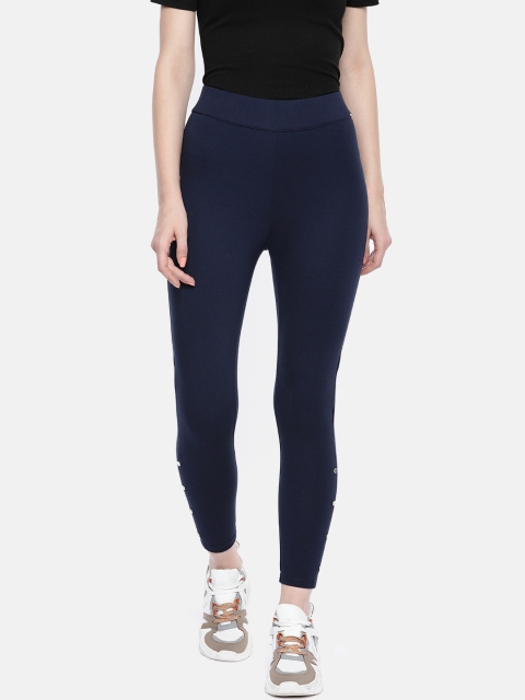 

ONLY Women Navy Blue Solid Treggings With Embellished Detail