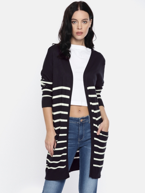 

ONLY Women Navy Blue & White Striped Sweater