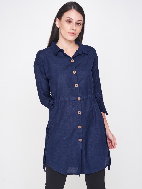 

AND Women Navy Blue Solid Tunic
