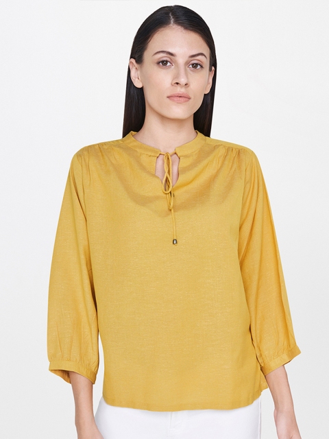 

AND Women Mustard Yellow Solid Top