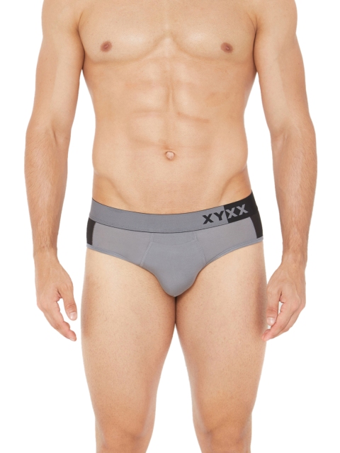 

XYXX Men Grey & Black Colourblocked Briefs XYBRF37S