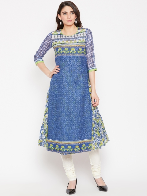 

Biba Women Blue Printed Layered A-Line Kurta