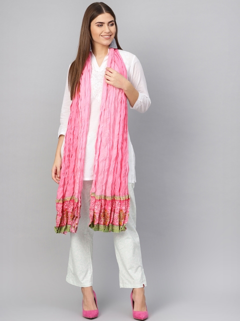 

Biba Women Pink Crinkled Solid Dupatta