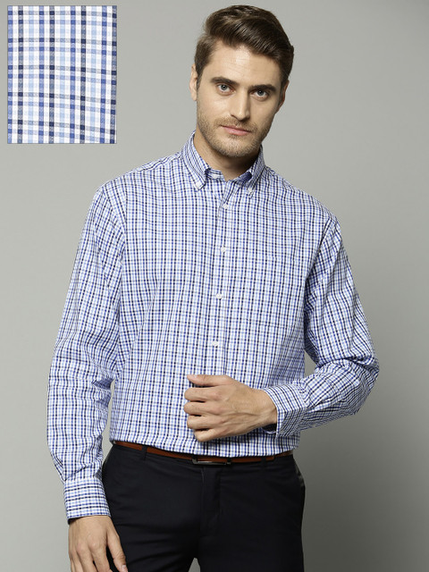 

Marks & Spencer Men Blue & White Regular Fit Checked Formal Shirt