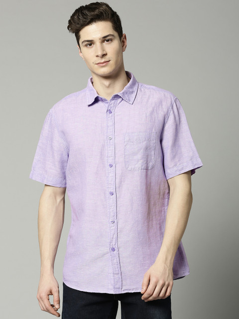

Marks & Spencer Men Lavender Regular Fit Solid Casual Shirt