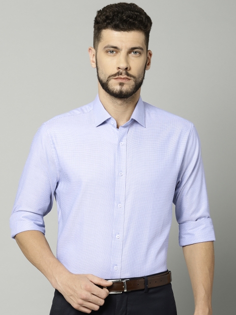 

Marks & Spencer Men Blue & White Tailored Fit Self-Design Formal Shirt
