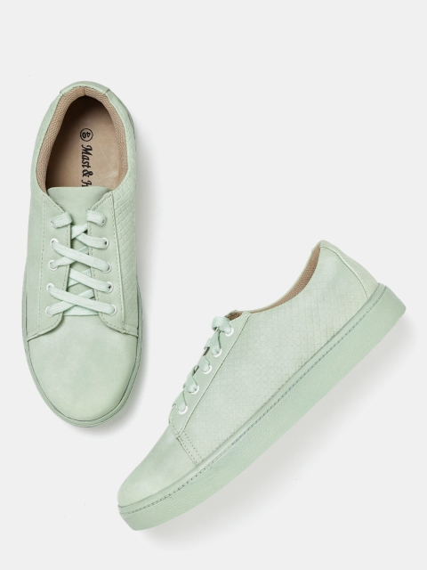 

Mast & Harbour Women Mint Green Textured Sneakers
