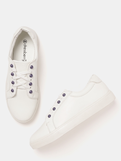 

DressBerry Women White Solid Sneakers