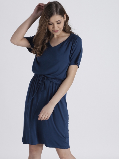 

GAP Women Dress With Drawstring Tie, Navy blue