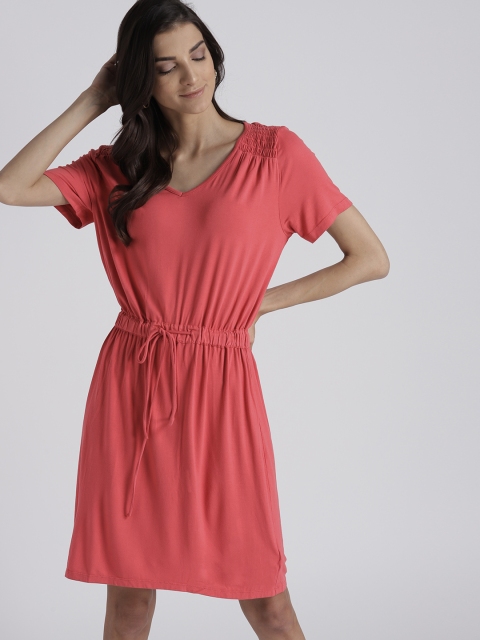 

GAP Women Dress With Drawstring Tie, Coral