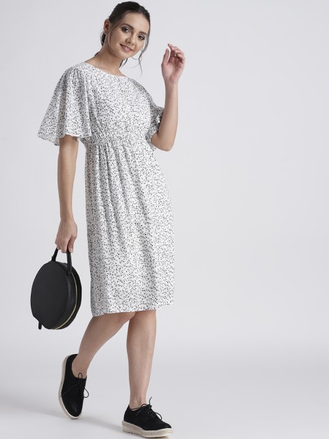 

GAP Women's Printed Dress With Elasticated Waist, White