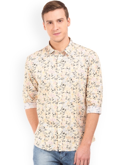 

Flying Machine Men Beige Slim Fit Printed Casual Shirt