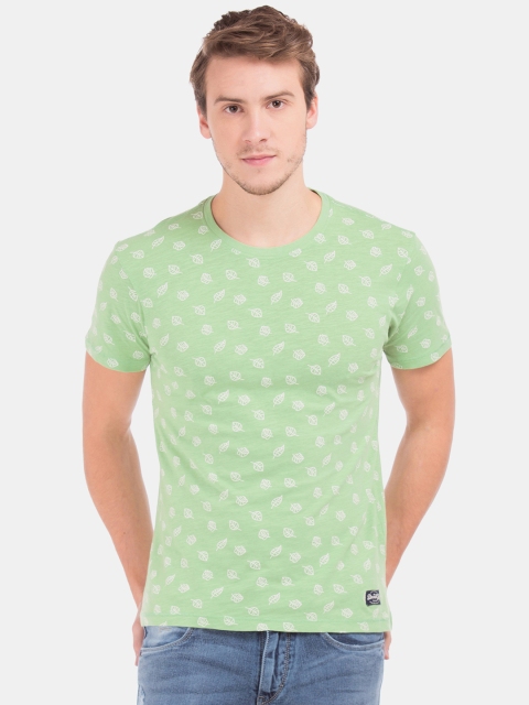 

Flying Machine Men Green Printed Round Neck T-shirt