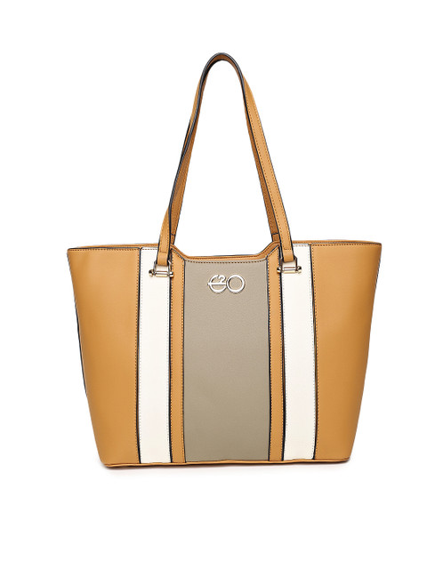 

E2O Mustard Brown Striped Shoulder Bag