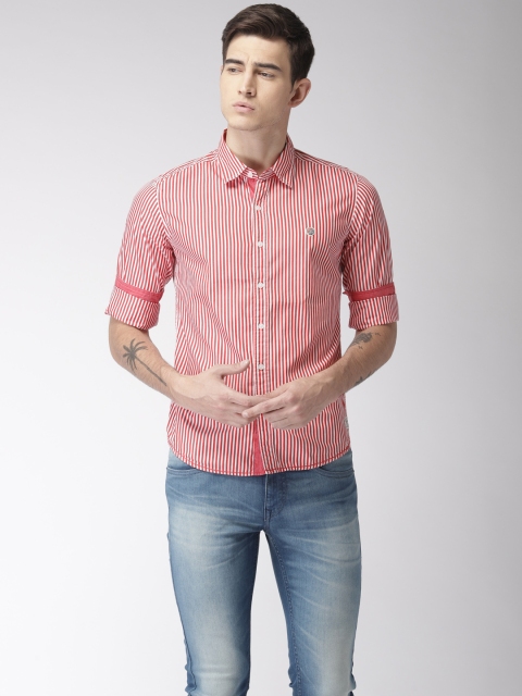 

Flying Machine Men Red & White Regular Fit Striped Casual Shirt