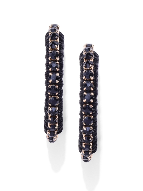 

Accessorize Black Circular Stone-Studded Half Hoop Earrings
