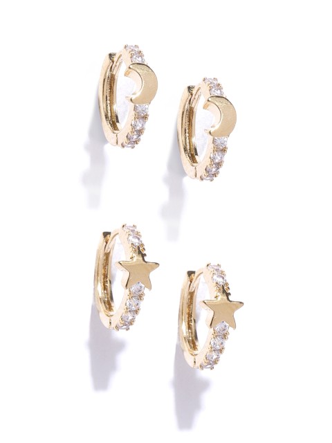 

Accessorize Set of 2 Gold-Plated CZ-Studded Hoop Earrings