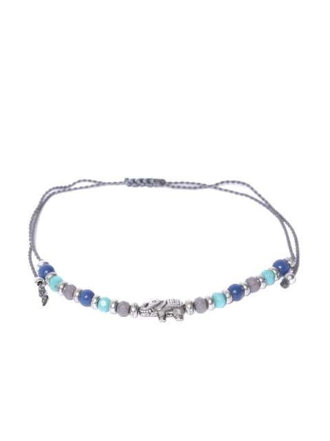 

Accessorize Blue & Silver-Toned Beaded Anklet