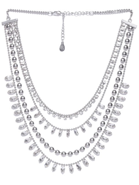

Accessorize Silver-Toned Stone-Studded Layered Necklace