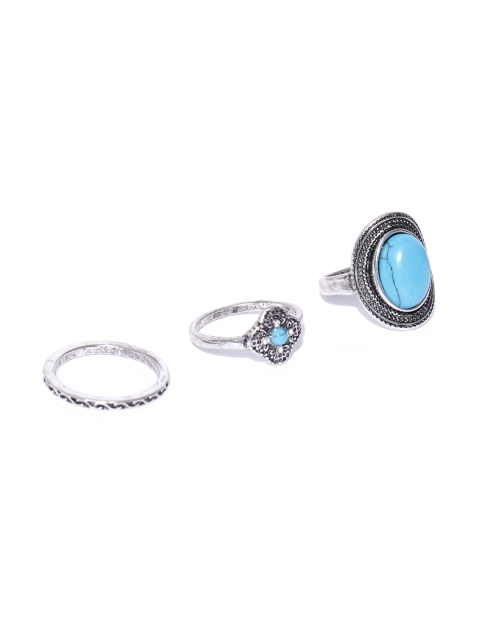 

Accessorize Women Set of 3 Oxidised Silver-Toned Finger Rings