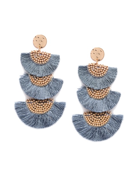 

Accessorize Blue & Gold-Toned Contemporary Tasselled Drop Earrings