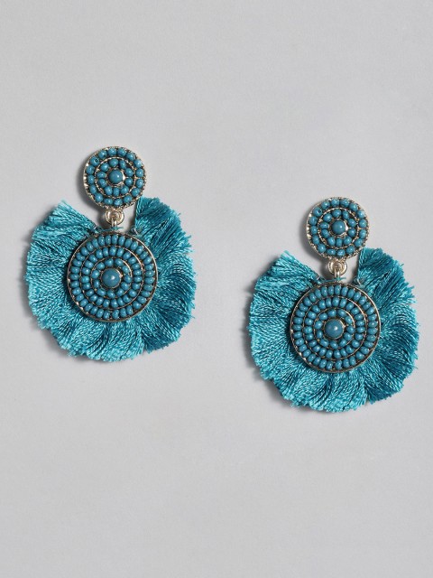 

Accessorize Blue & Gold-Toned Circular Drop Earrings
