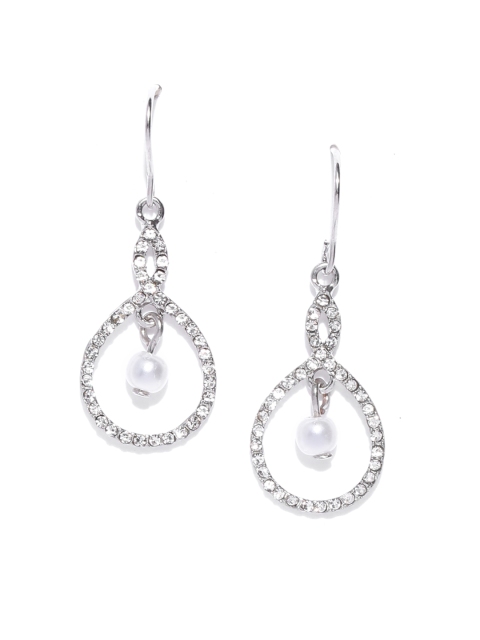 

Accessorize Silver-Toned Stone-Studded Drop Earrings