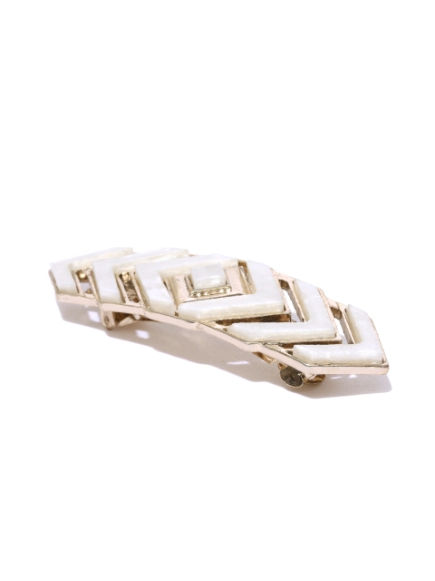 

Accessorize Off-White & Gold-Toned Embellished French Barrette