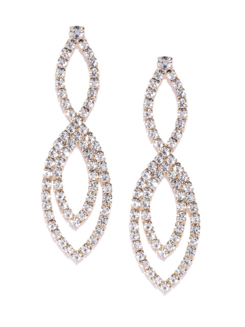 

Accessorize Gold-Toned Stone-Studded Contemporary Drop Earrings