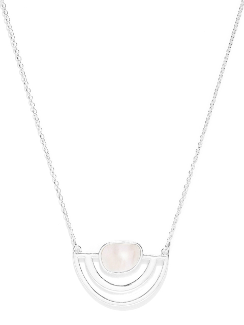 

Accessorize Silver-Toned & Off-White Crescent-Shaped Necklace