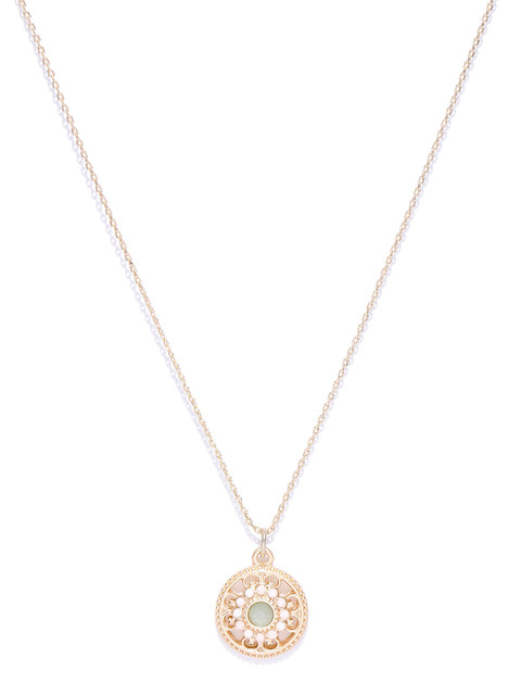 

Accessorize Gold-Toned & Green Stone-Studded & Beaded Necklace