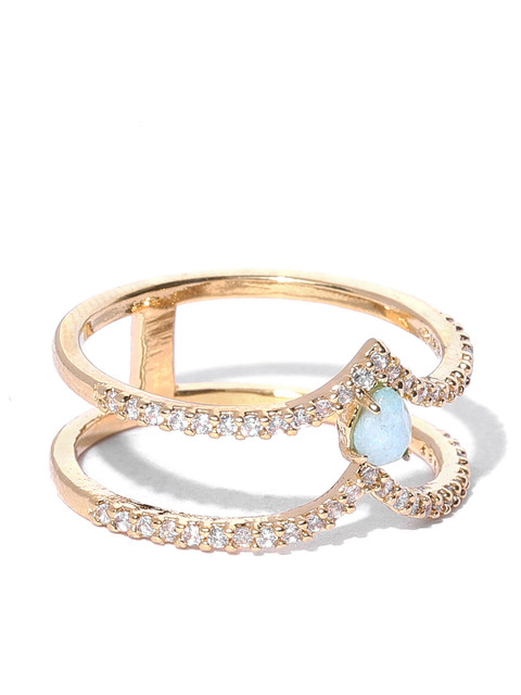 

Accessorize Women Sea Green Gold-Plated CZ Stone-Studded Ring