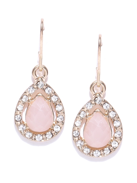 

Accessorize Peach-Coloured & Gold-Toned Teardrop Shaped Drop Earrings