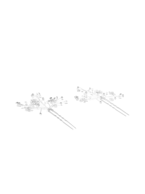 

Accessorize Set of 2 Silver-Toned & Off-White Embellished U Pins