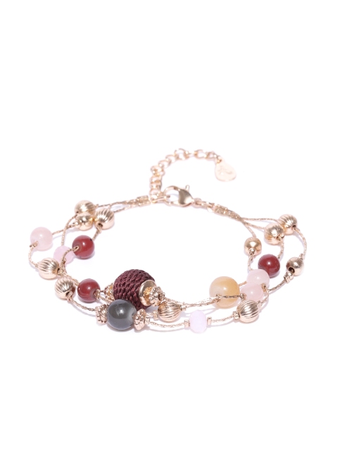 

Accessorize Gold-Toned & Pink Beaded Multistranded Bracelet