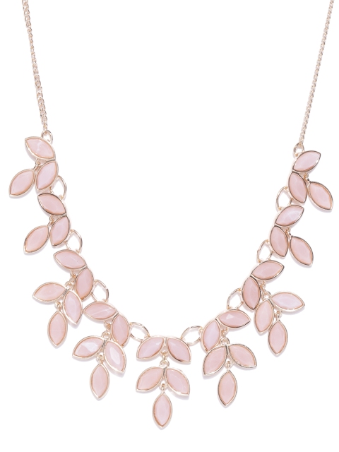 

Accessorize Peach-Coloured & Gold-Toned Leaf-Shaped Necklace