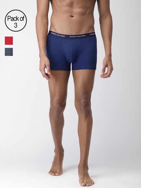 

Tommy Hilfiger Men Pack of 3 Solid Trunks P9AB4108, Red