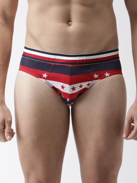 

Tommy Hilfiger Men Red & Navy Blue Striped Briefs P9AB1112