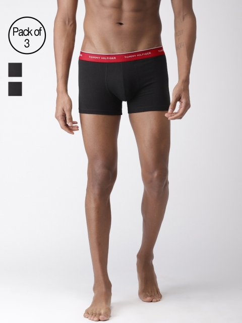 

Tommy Hilfiger Men Pack of 3 Black Solid Trunks P9AB4109