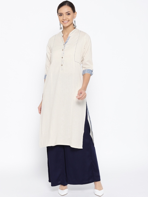 

Rangriti Women Off-White Solid Straight Kurta