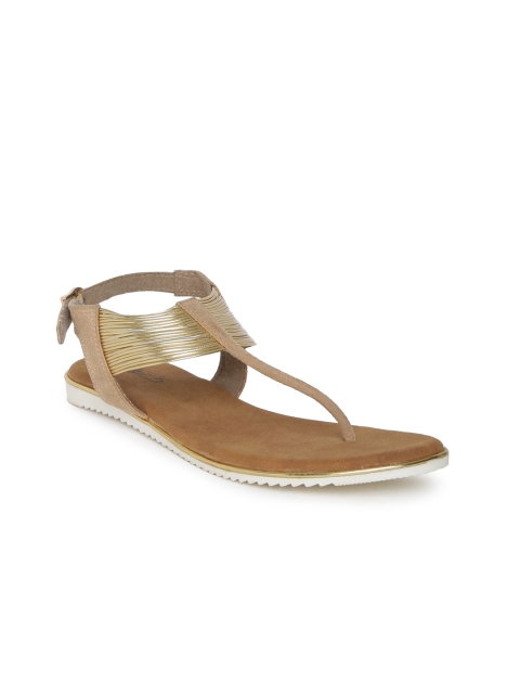 

Inc 5 Women Beige Solid T-Strap Flats