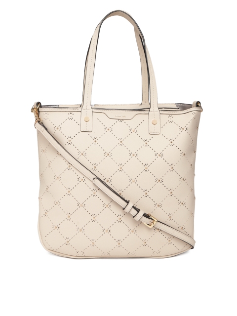 

CARPISA Beige Cut-Work Shoulder Bag with Studded Detail