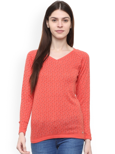 

Allen Solly Woman Red Printed Pure Cotton Top