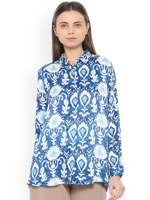 

Van Heusen Woman Blue Printed Shirt Style Top