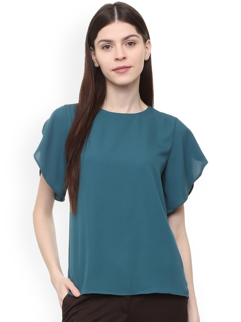

Van Heusen Woman Teal Blue Solid Top