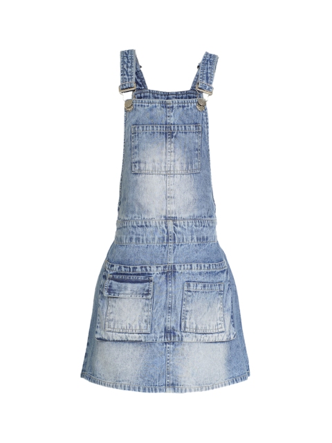 

naughty ninos Girls Blue Solid Pinafore Dress