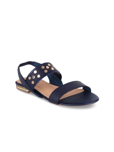 

Sherrif Shoes Women Navy Blue Embellished Open Toe Flats